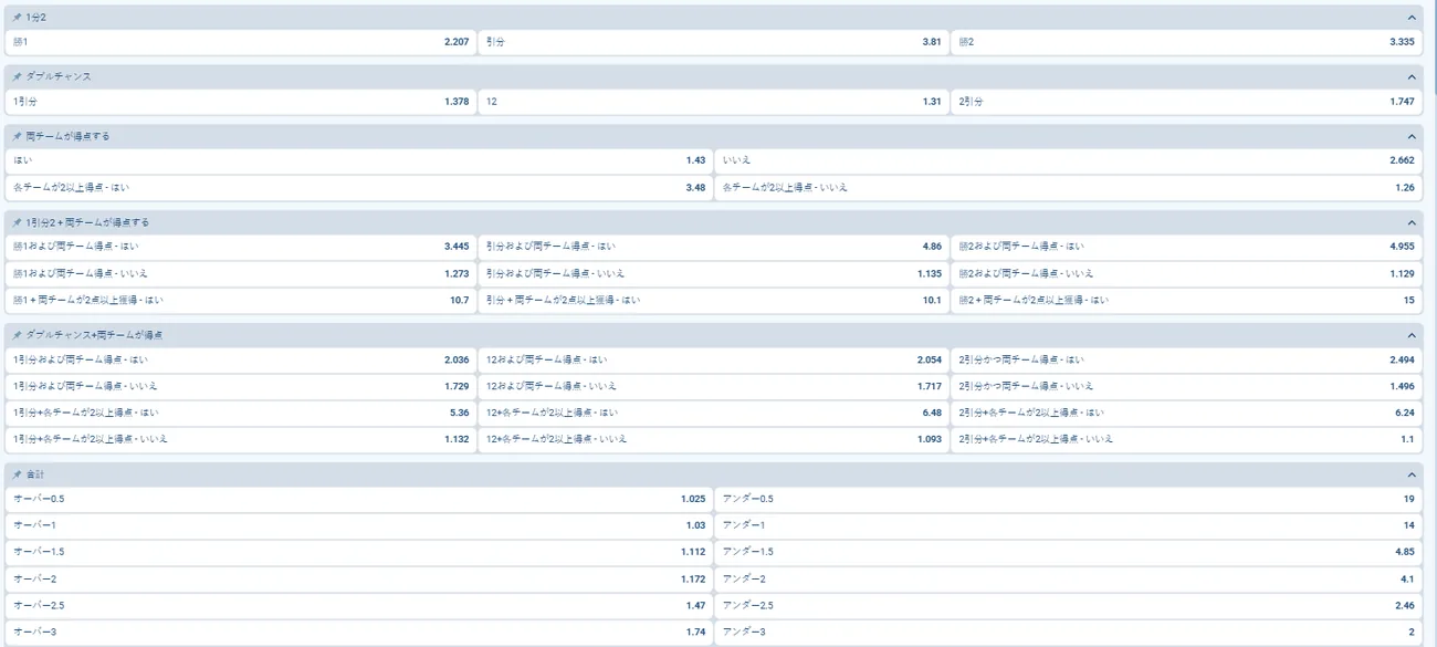 1xBet スポーツベット画面